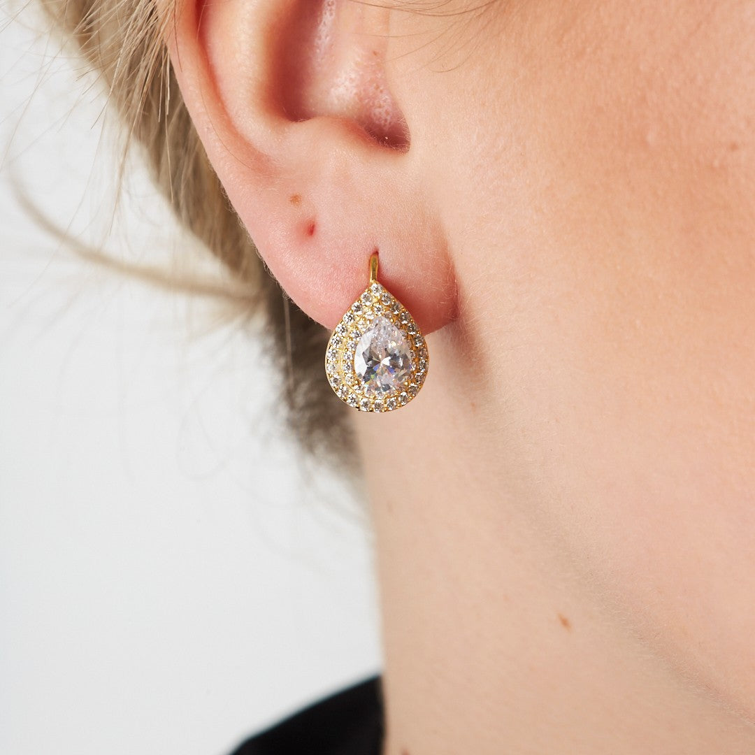 Teardrop stone diamond earrings - 925 SILVER