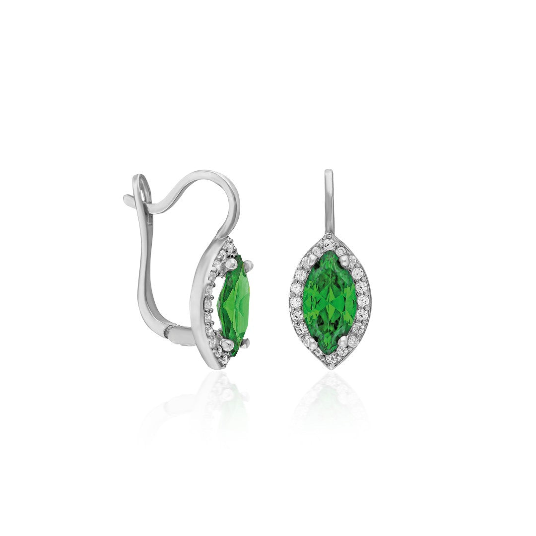 Elegant Green Stone Water Drop Earrings - 925 SILVER