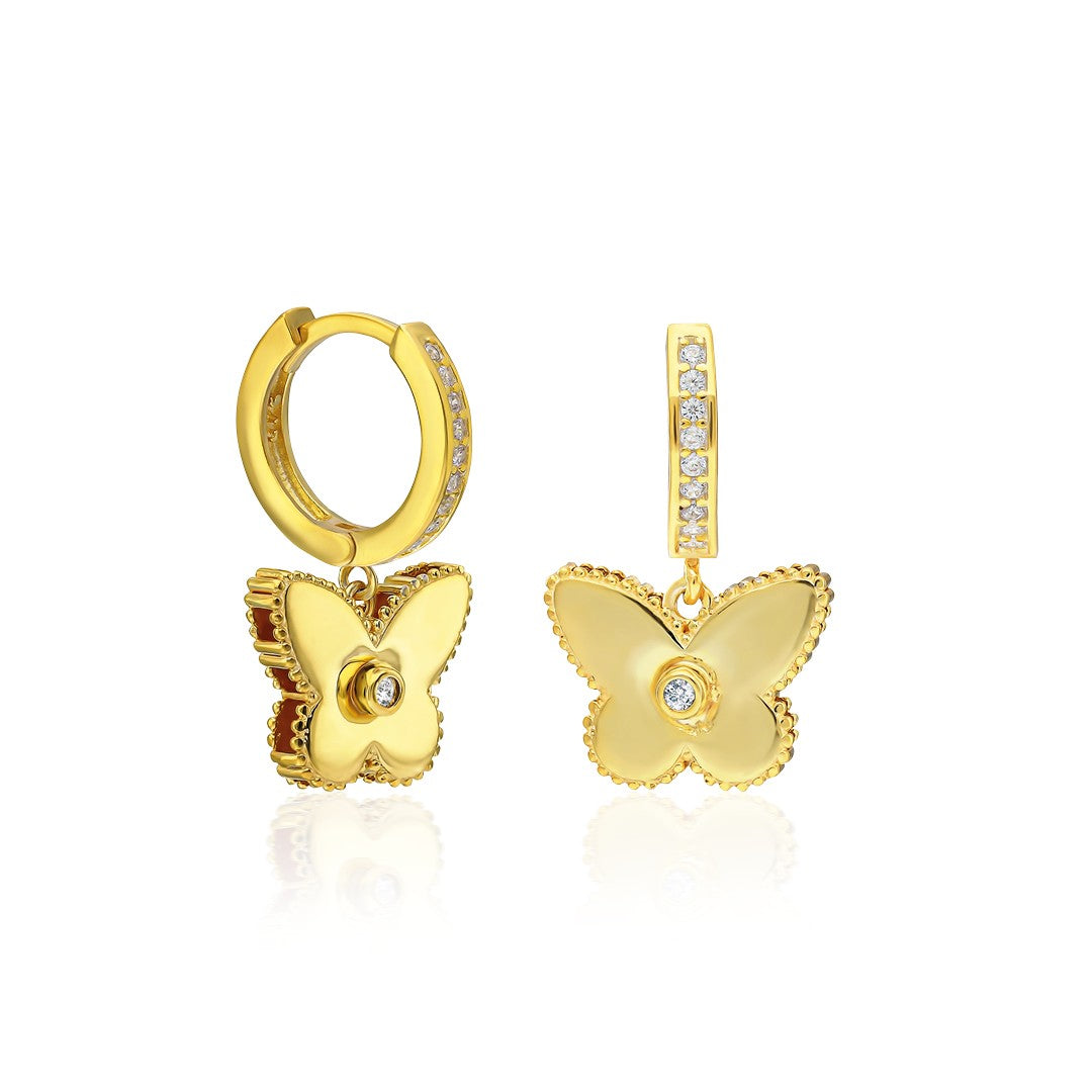 Single Stone Butterfly Earring - 925 SILVER