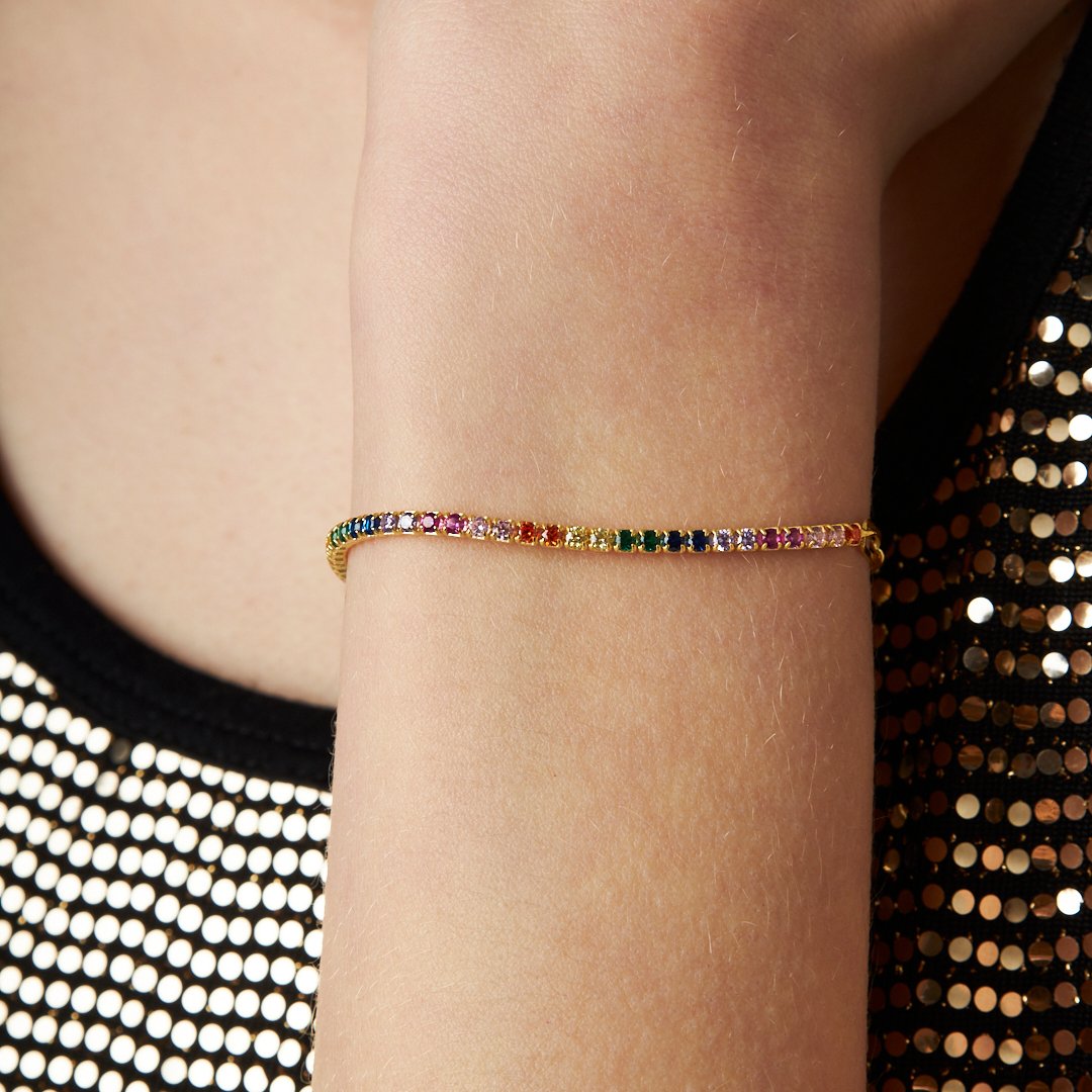 Colorful Waterways Chain Bracelet - 925 SILVER