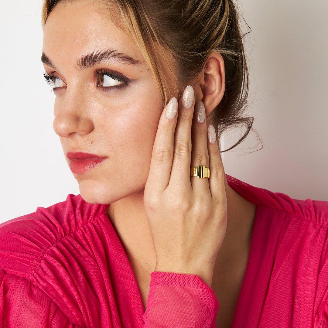 Vertical Striped Hoop Ring - 925 SILVER