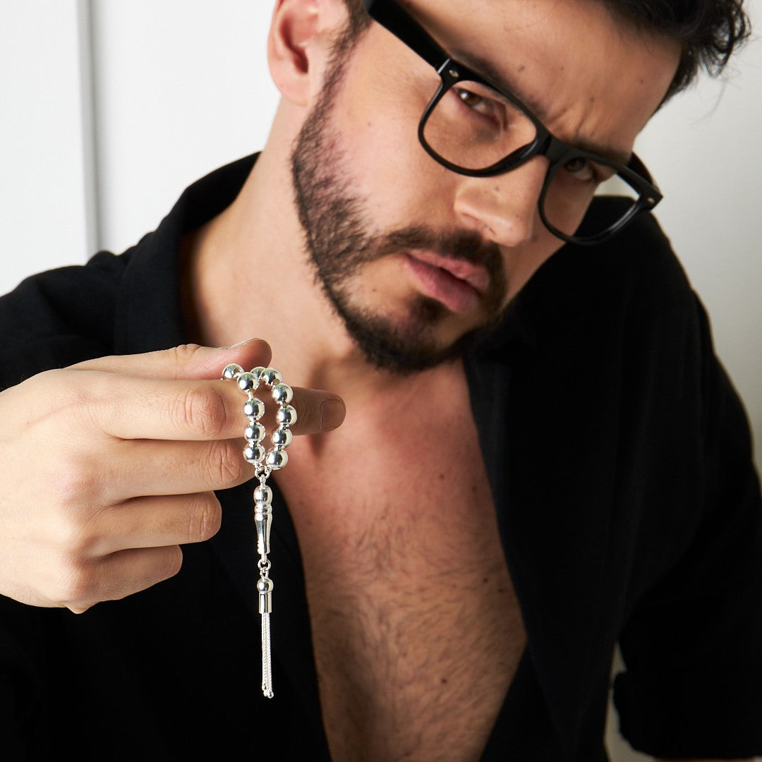Round flat rosary - 925 SILVER