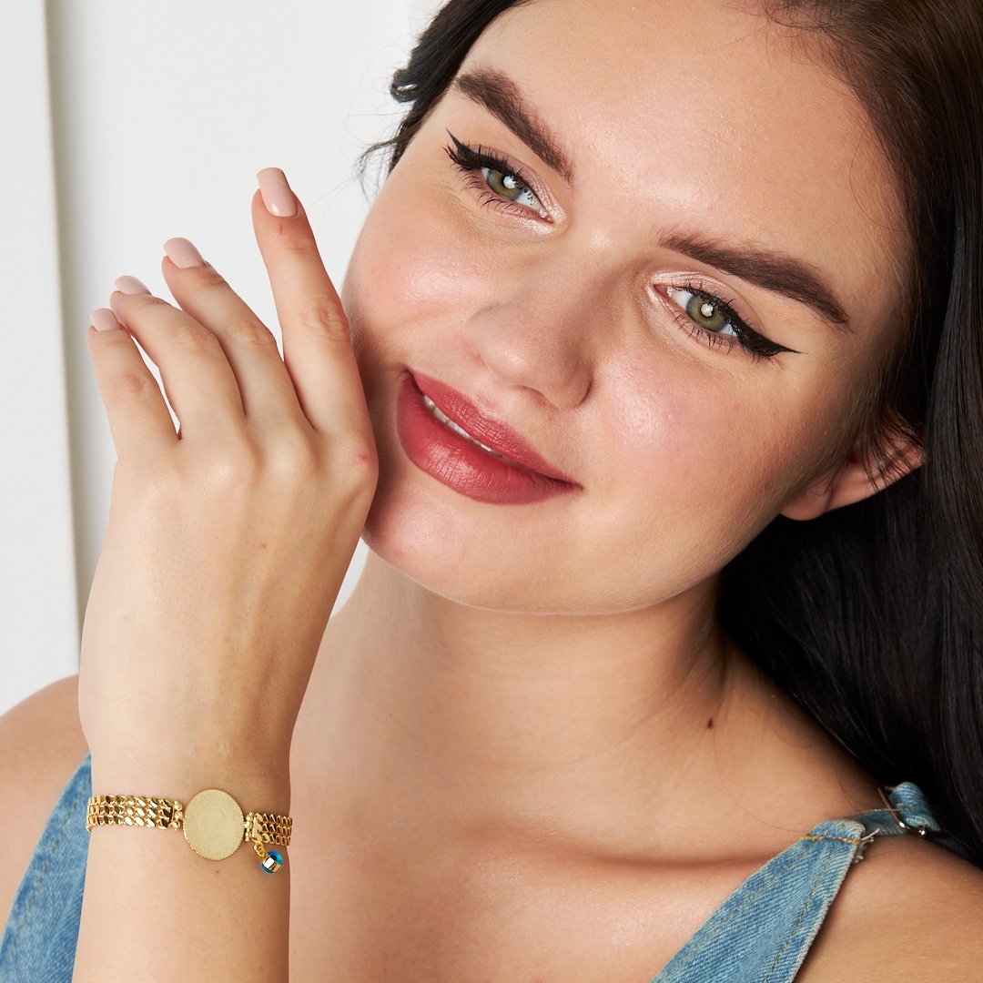 Triple Chain Bracelet with Quarter Evil Eye Detail - 925 SILVER