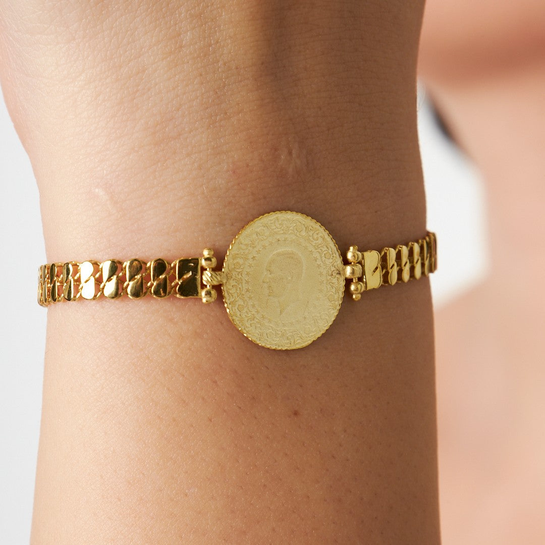 Quarter Circle Double Row Chain Bracelet - 925 SILVER