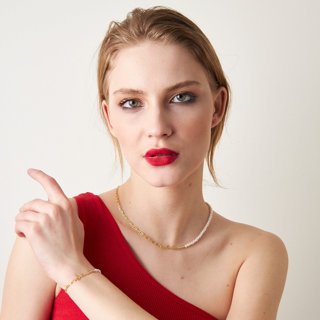 NAMENS PERLEN SET | 925 SILBER