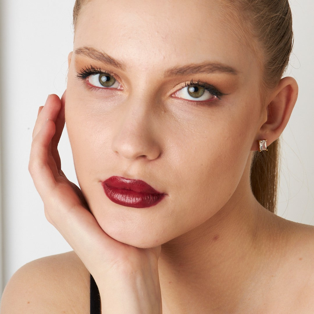 Square Baguette Earrings - 925 Silver