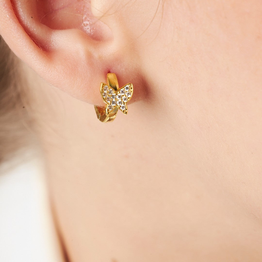 Butterfly Hoop Earrings - 925 Silver