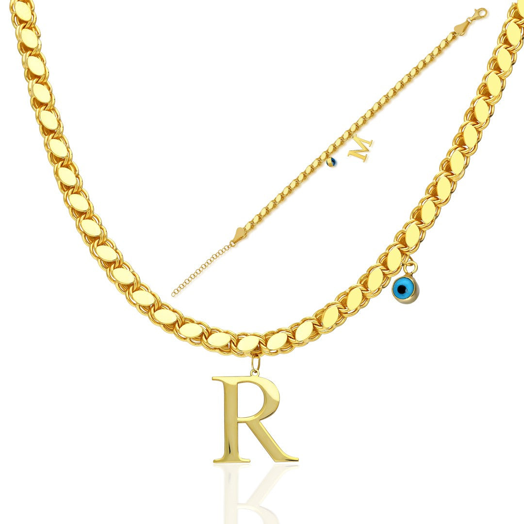 GERSTEN BUCHSTABEN SET MIT NAZAR | 925 SILBER