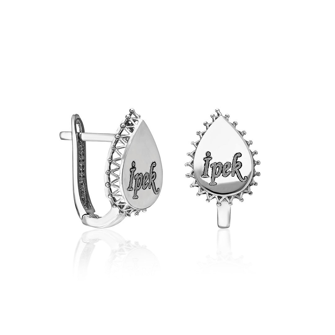 Named Water Drop Earrings - 925 Silver