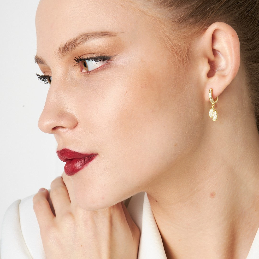 Baby Footprint Earrings with Stones - 925 Silver