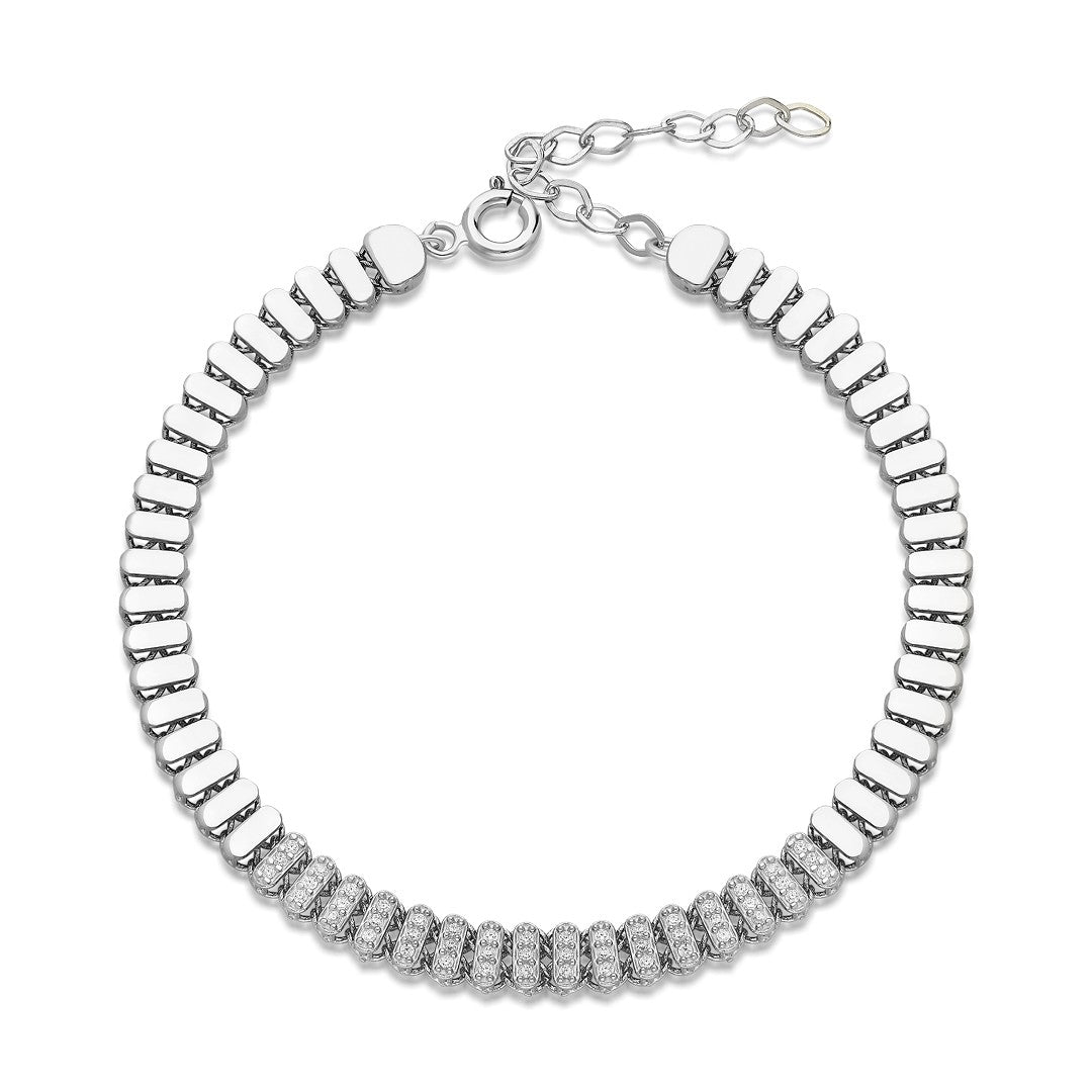 Strip Bracelet with Stone in the Middle - 925 SILVER
