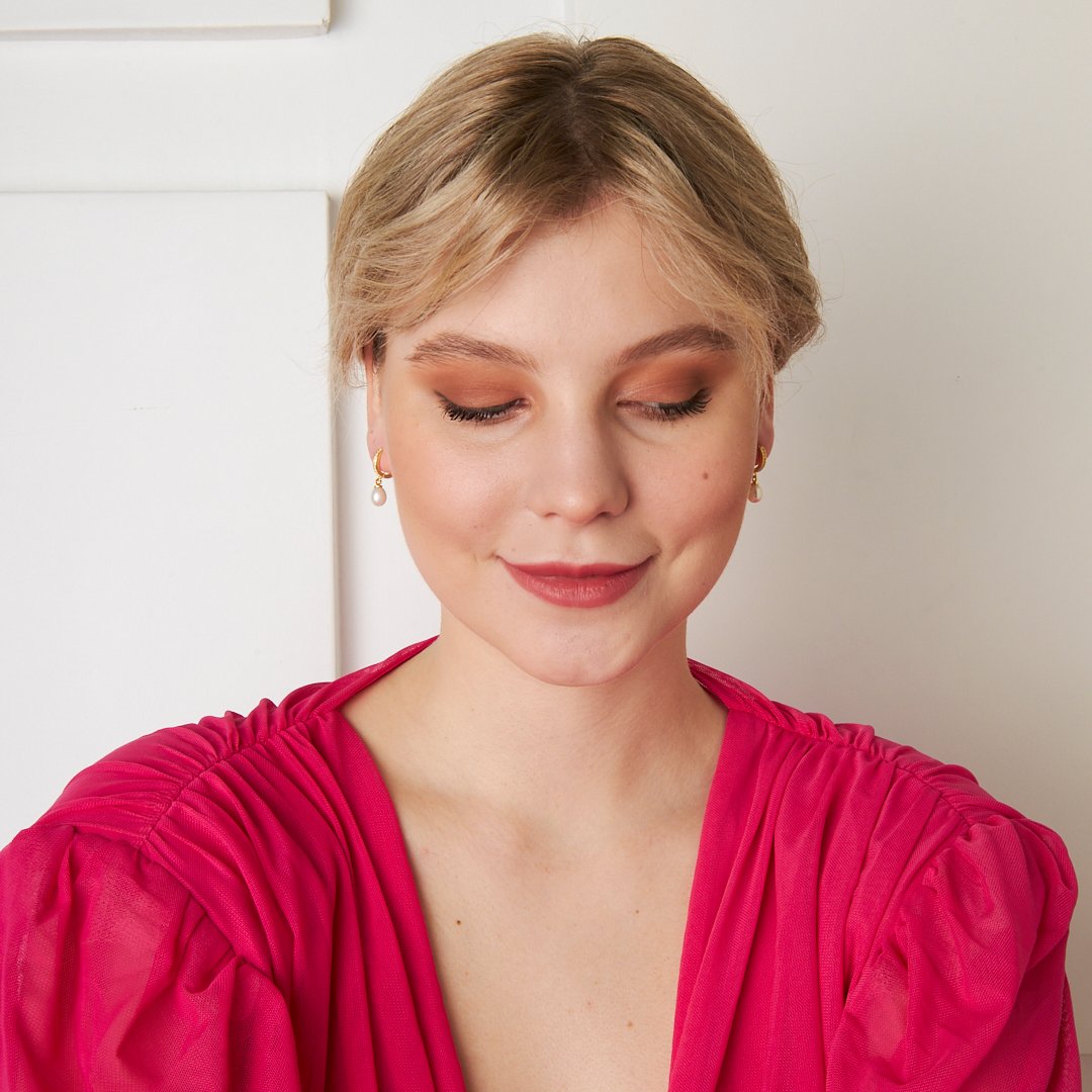 Pearl Stone Hoop Earrings - 925 SILVER