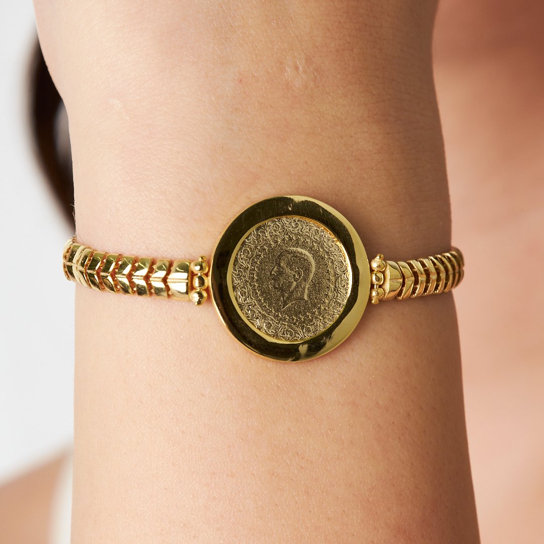 Quarter Herringbone Chain Bracelet - 925 SILVER