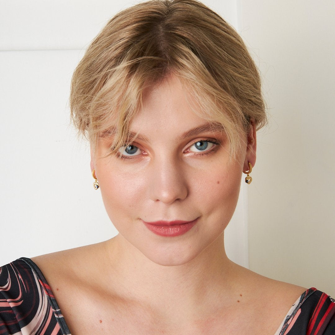 Evil Eye Heart Earrings - 925 Silver