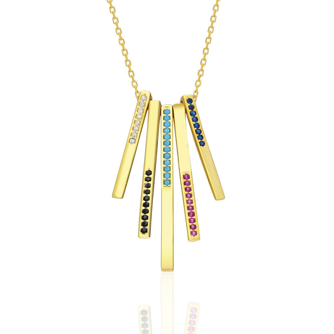 Colorful Stick Necklace - 925 SILVER