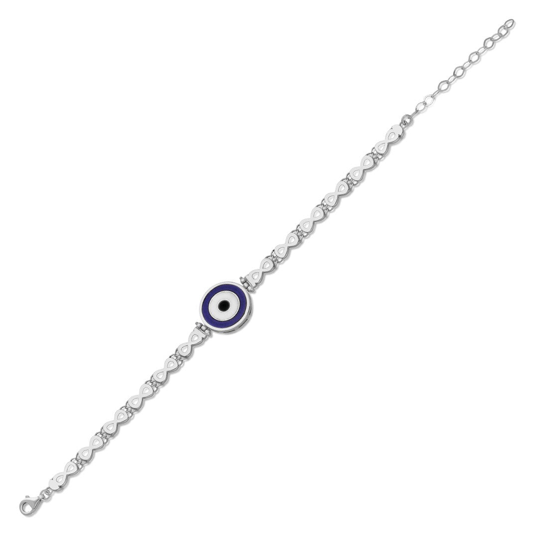 Evil Eye Bead Infinity Chain Bracelet - 925 SILVER