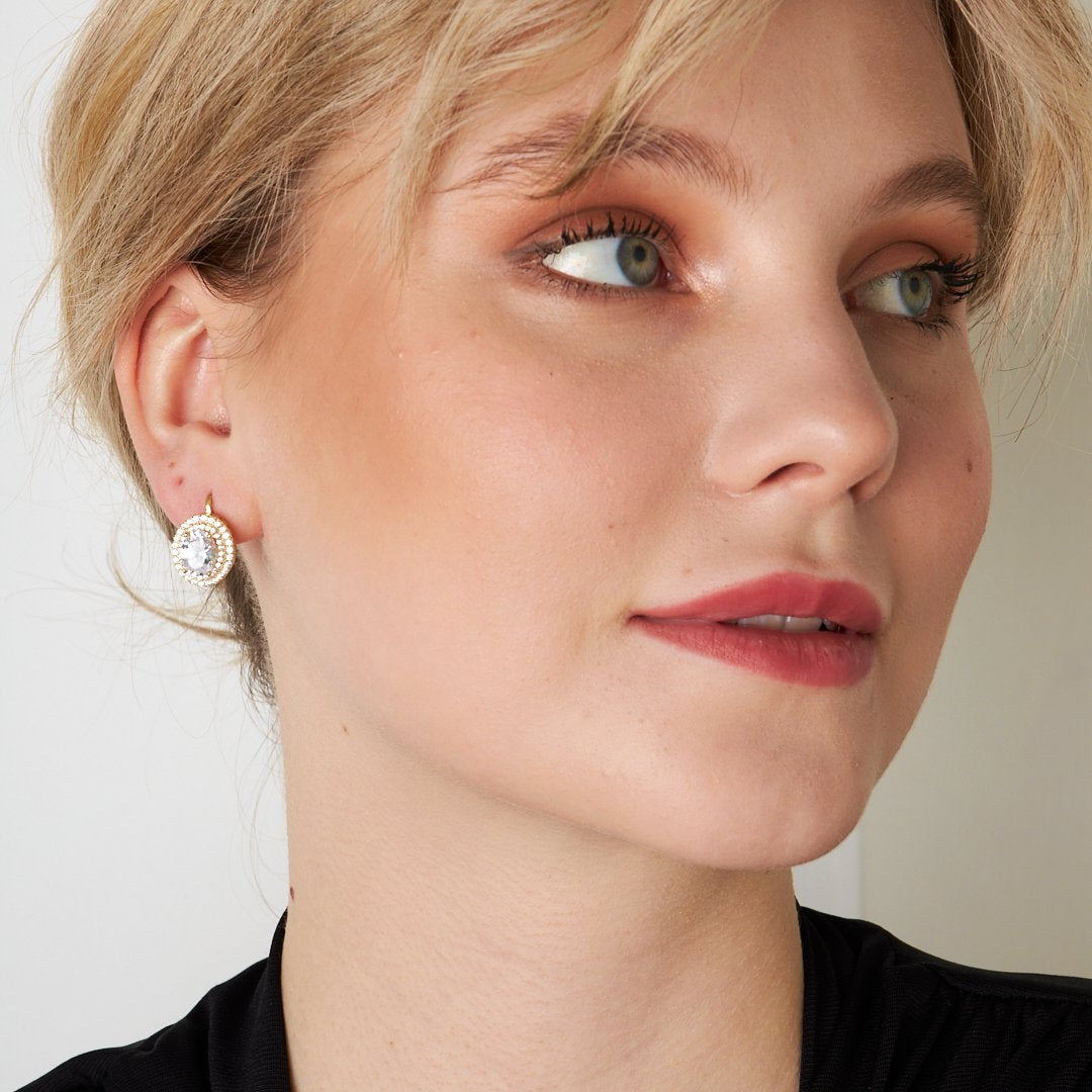 Shiny Diamond Earrings - 925 SILVER