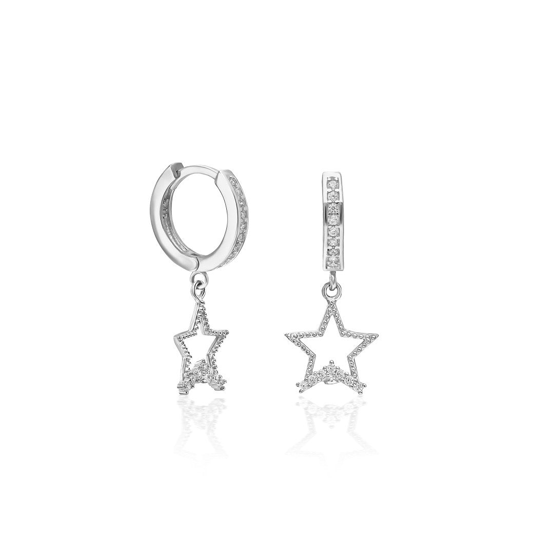 Glitter Star Earrings - 925 SILVER