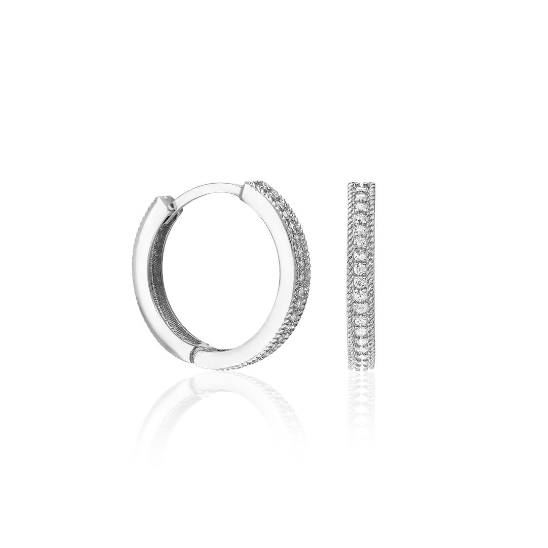 Stone Round Earrings - 925 SILVER