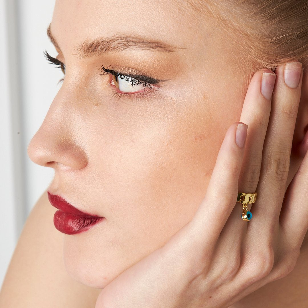 CUBAN RING MIT NAZAR | 925 SILBER