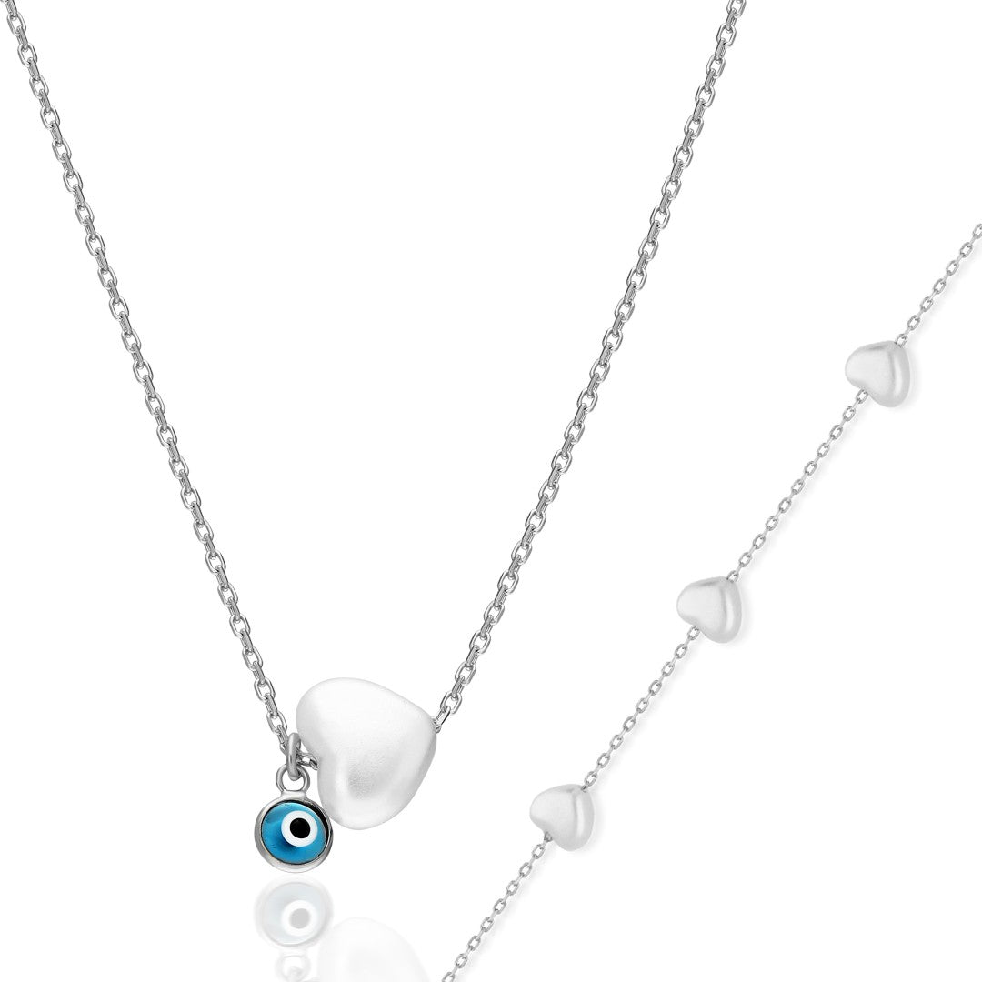 Evil Eye White Heart Set - 925 SILVER