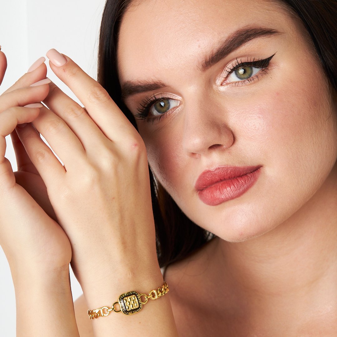 Colorful Square Double Chain Bracelet - 925 SILVER