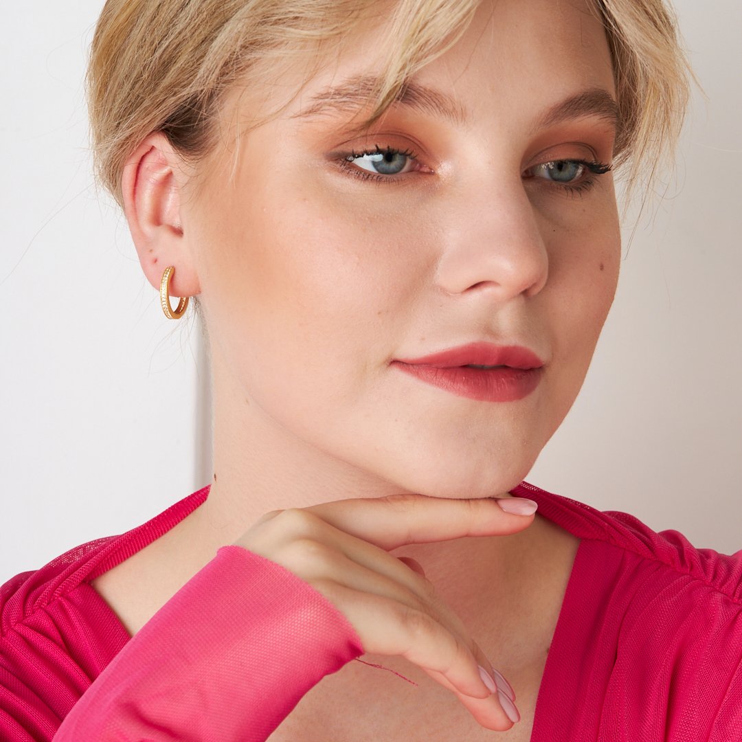 Stone Round Earrings - 925 SILVER