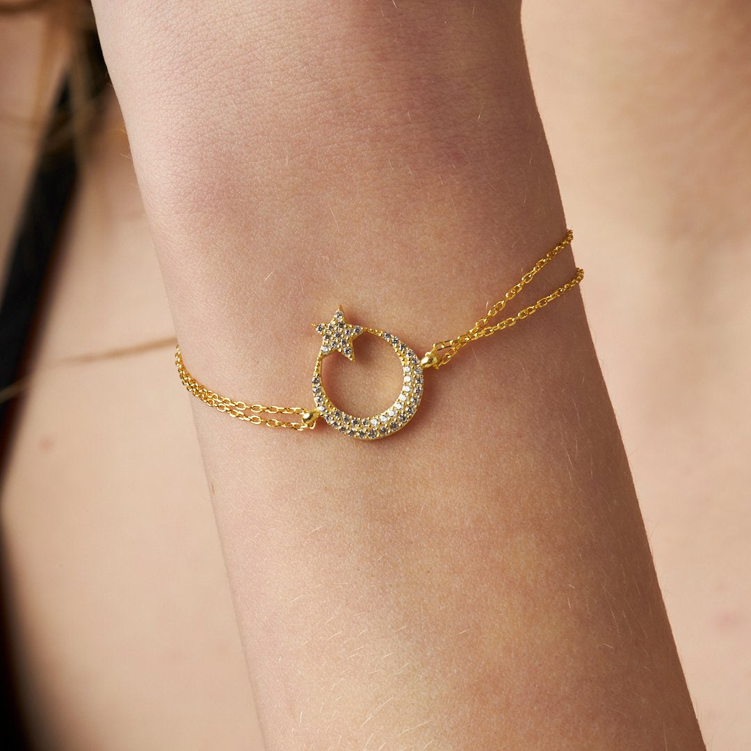 Crescent Star Bracelet - 925 SILVER