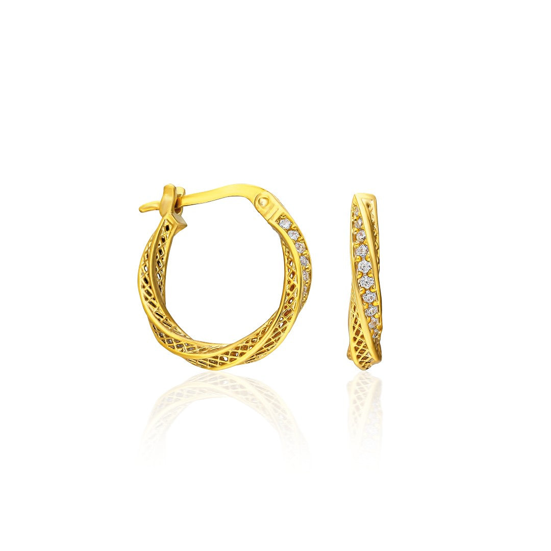 Twisted Stone Earrings - 925 Silver