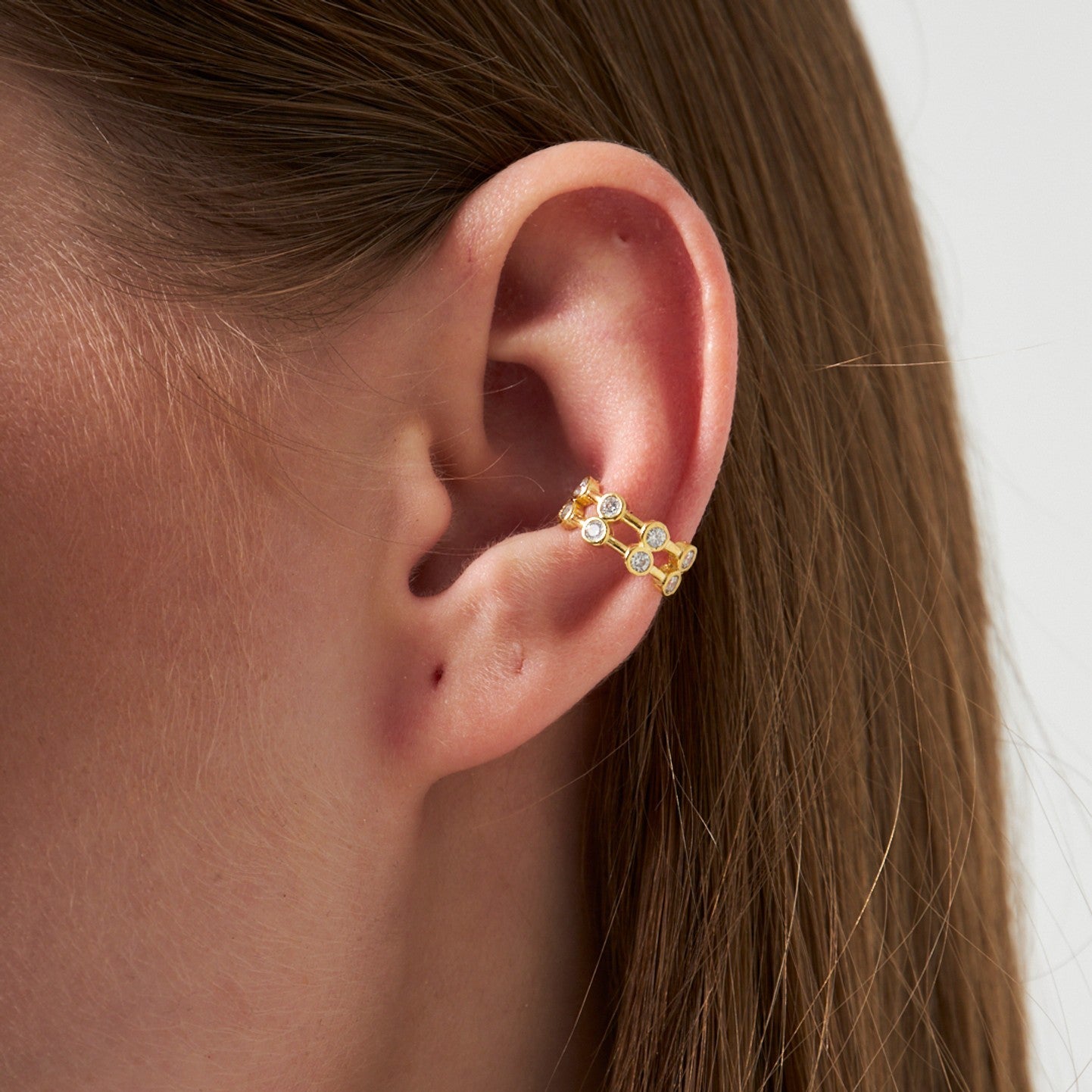 Two Row Stone Cartilage Earrings - 925 SILVER