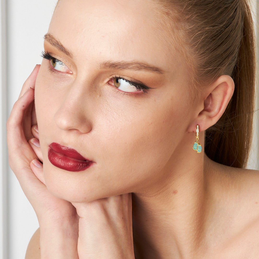 Stone Baby Foot Earrings - 925 Silver