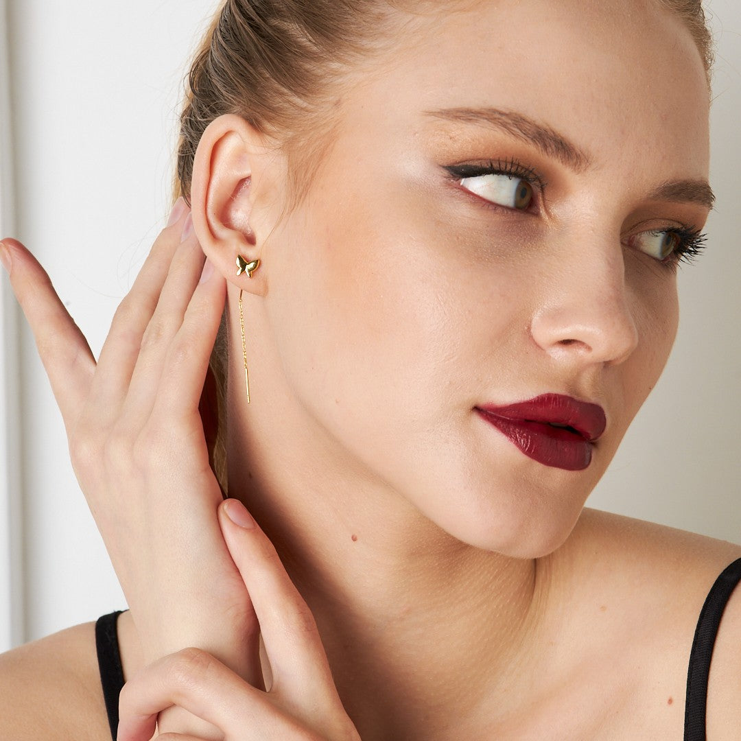 Simple Butterfly Chain Earrings - 925 SILVER