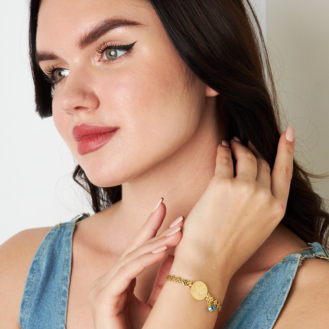 Four Leaf Clover Chain Evil Eye Bracelet - 925 SILVER