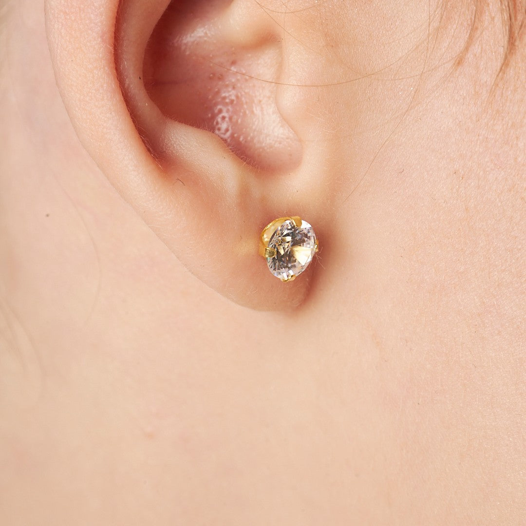 Oval Single Stone Earring - 925 SILVER