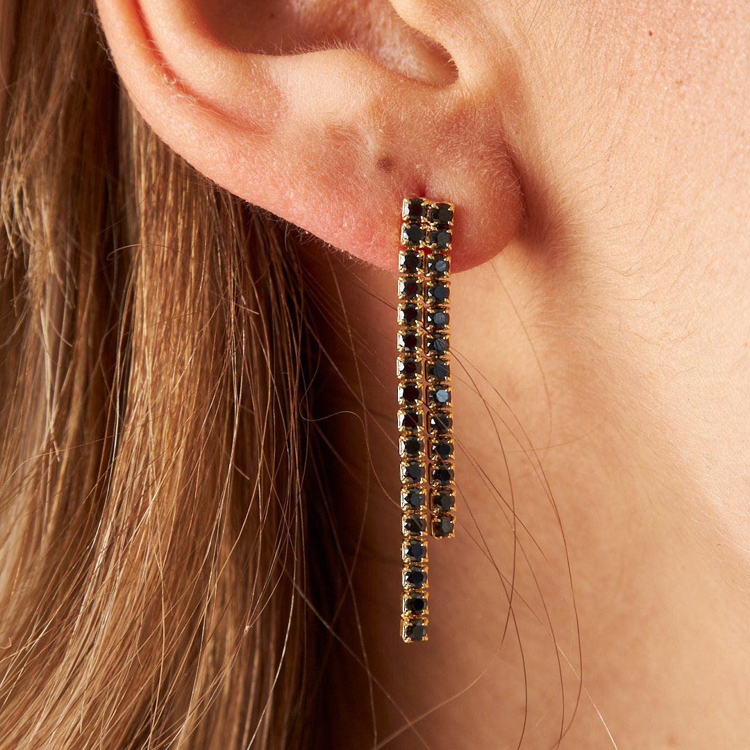 HALSKETTE MIT SCHWARZE STEIN SET | 925 SILBER