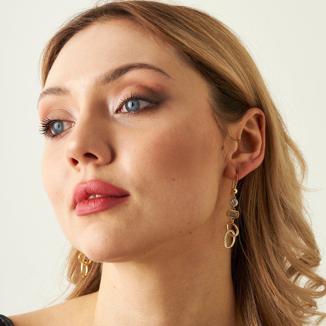 Star Trek Stone Dangle Earrings - 925 SILVER