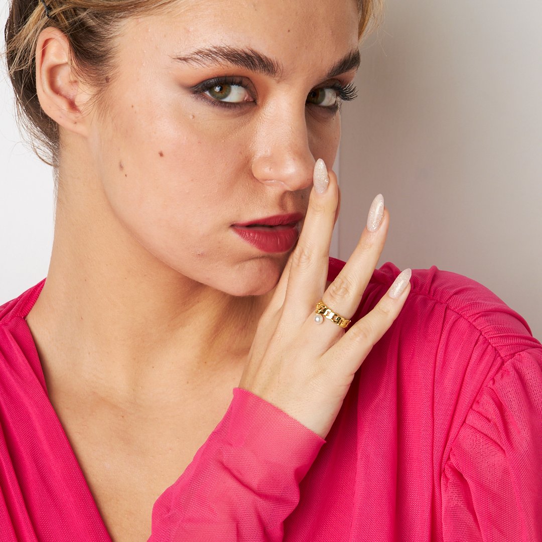 PERLEN HÄNGER RING | 925 SILBER