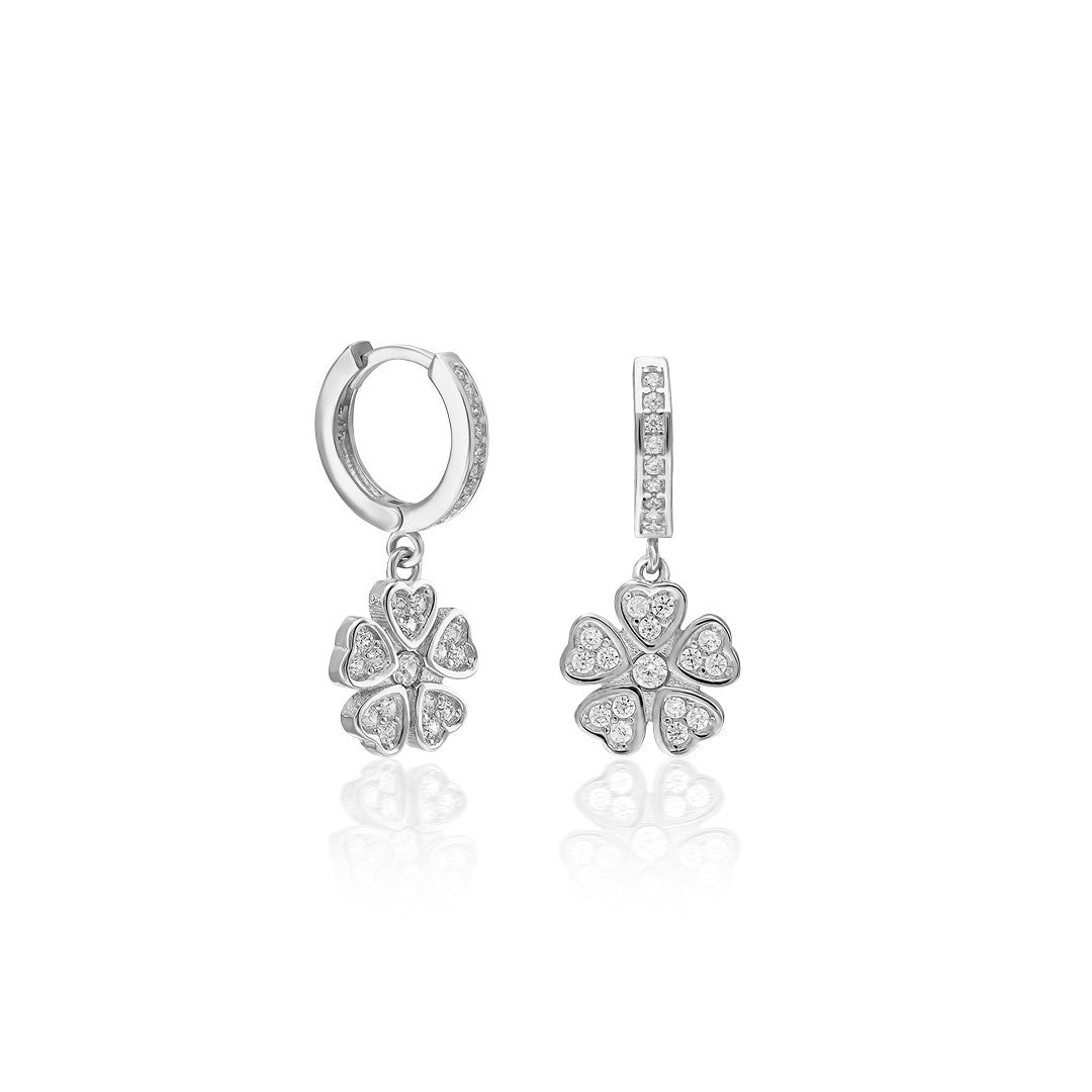 Zircon Stone Flower Earrings 2 - 925 SILVER