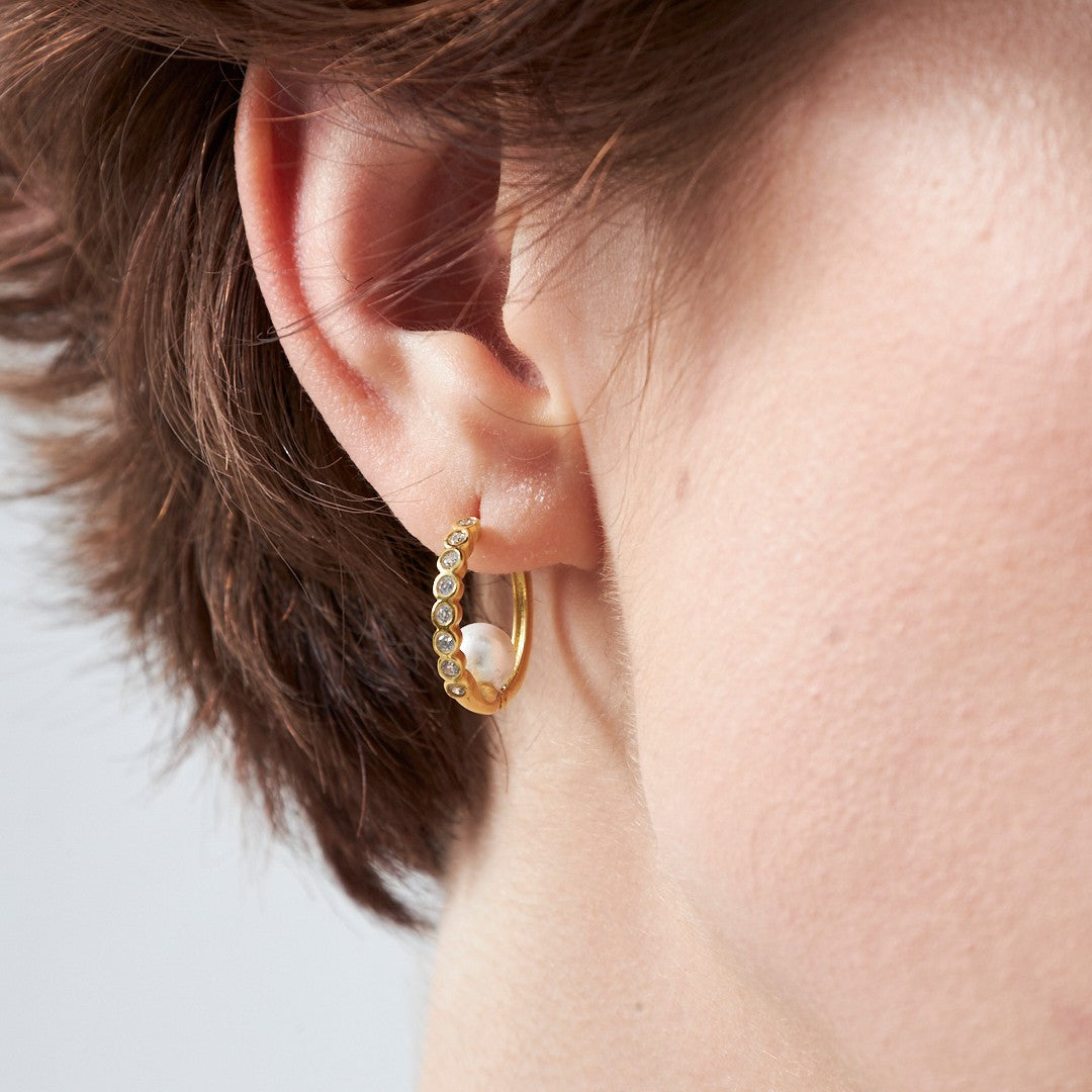 Pearl Chain Stone Earrings - 925 SILVER