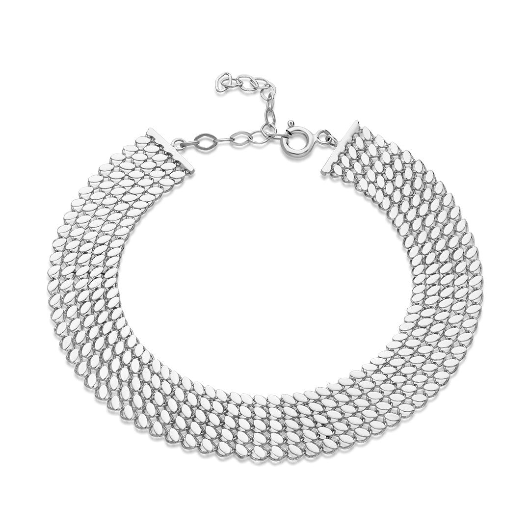Five Row Thick Herringbone Bracelet - 925 SILVER