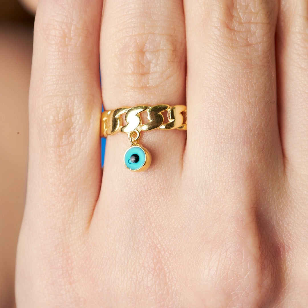 CUBAN RING MIT NAZAR | 925 SILBER