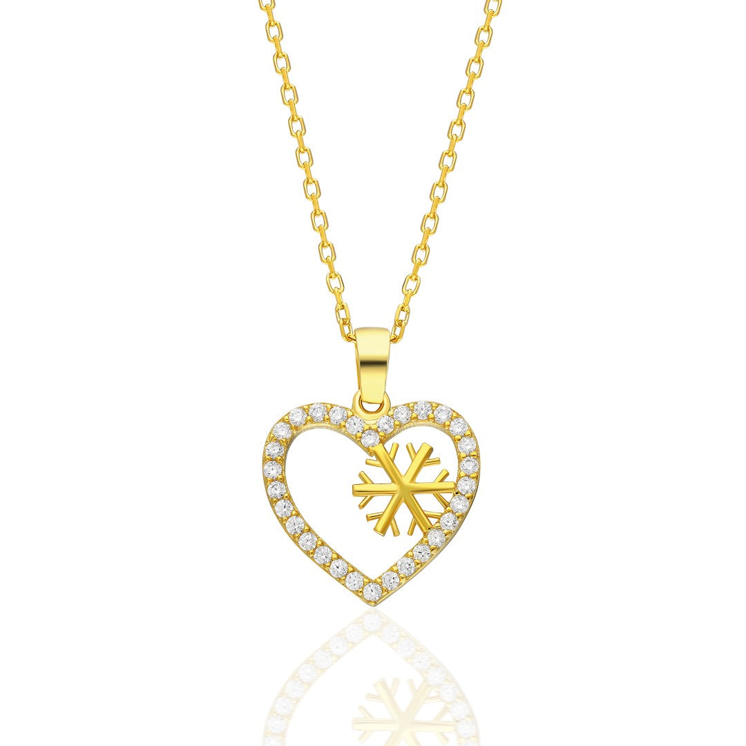 Snowflake Heart Necklace - 925 SILVER