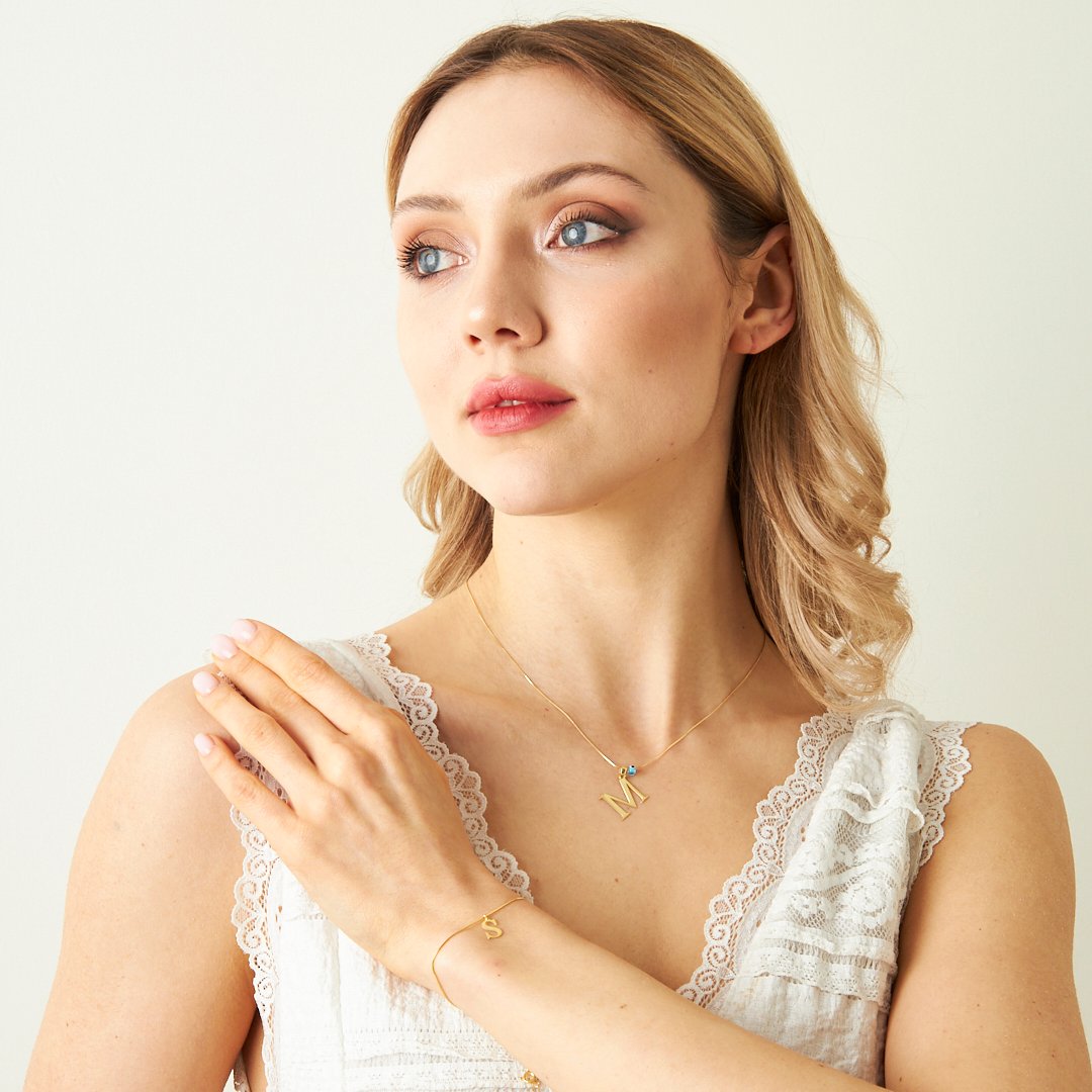 BUCHSTABEN SET MIT NAZAR | 925 SILBER