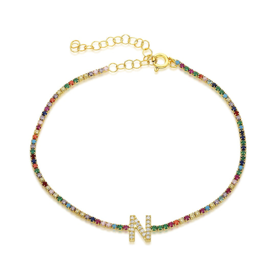 Colorful Waterways Bracelet with Stones and Letters - 925 SILVER