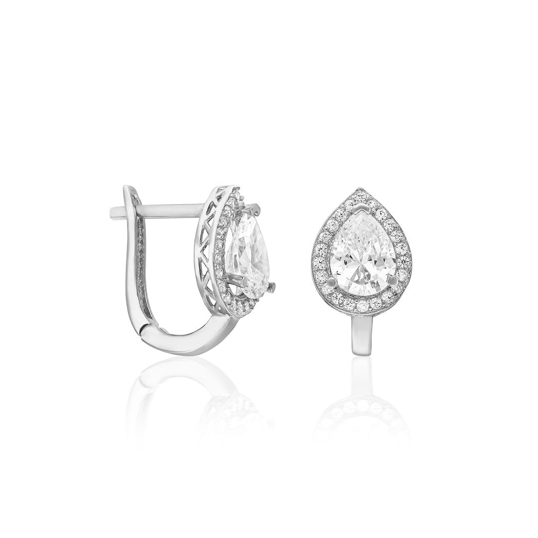 Teardrop Stone Earrings - 925 SILVER