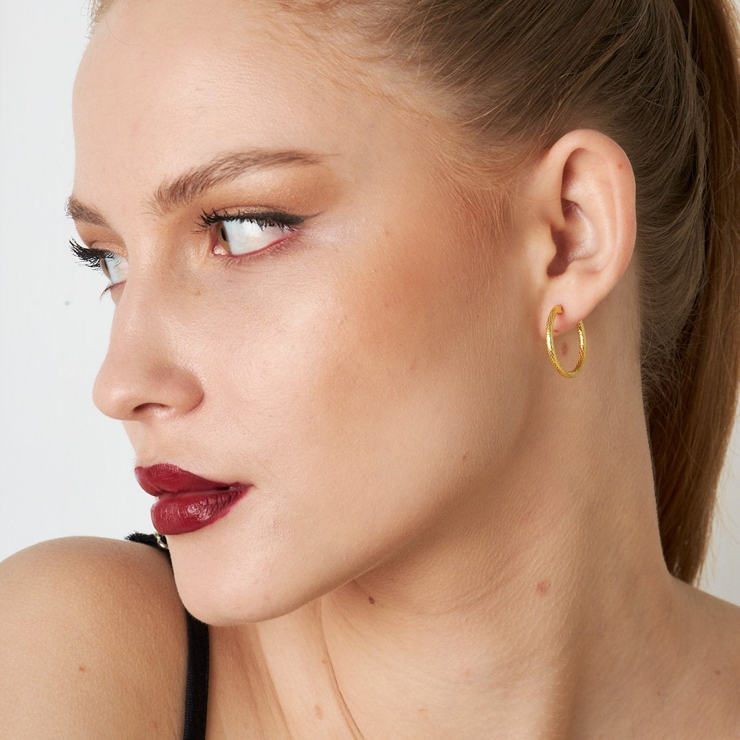 Embroidered Stoneless Earrings - 925 SILVER