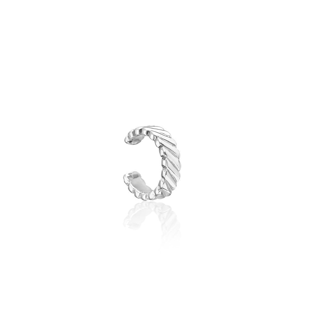 Rectangular Striped Cartilage Earring - 925 SILVER