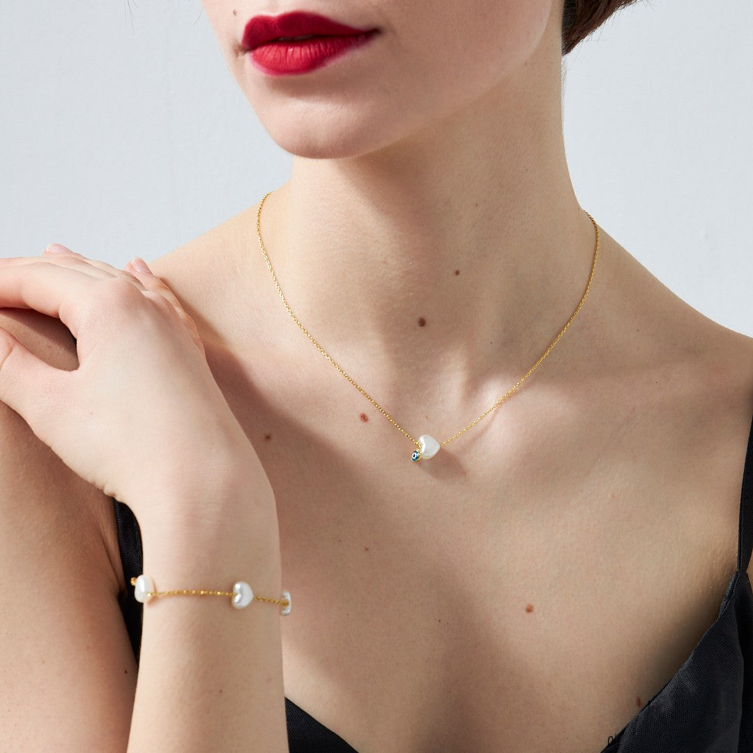 Evil Eye White Heart Set - 925 SILVER