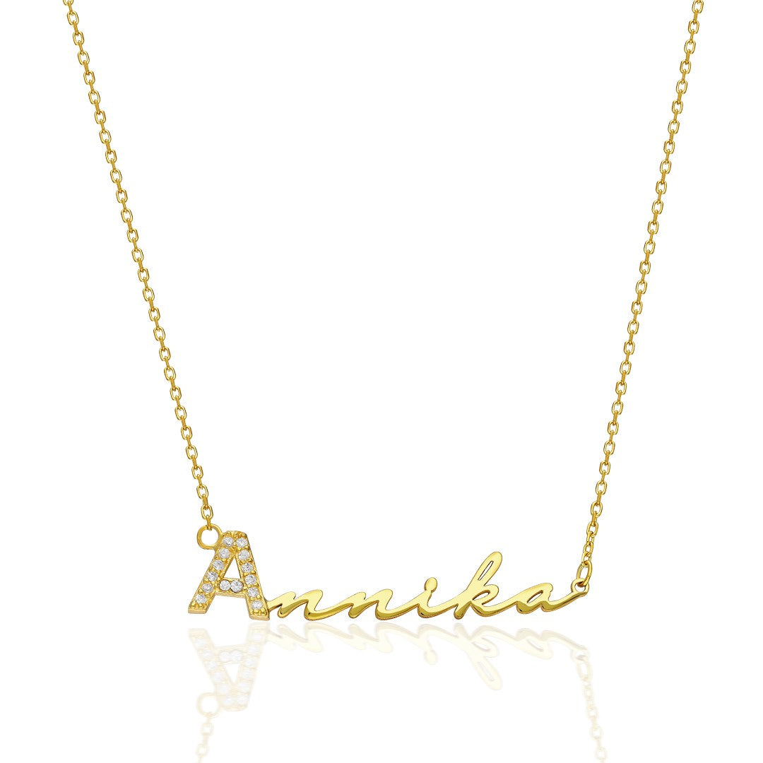 Name Necklace - Thin Name Horizontal Necklace - 925 Silver