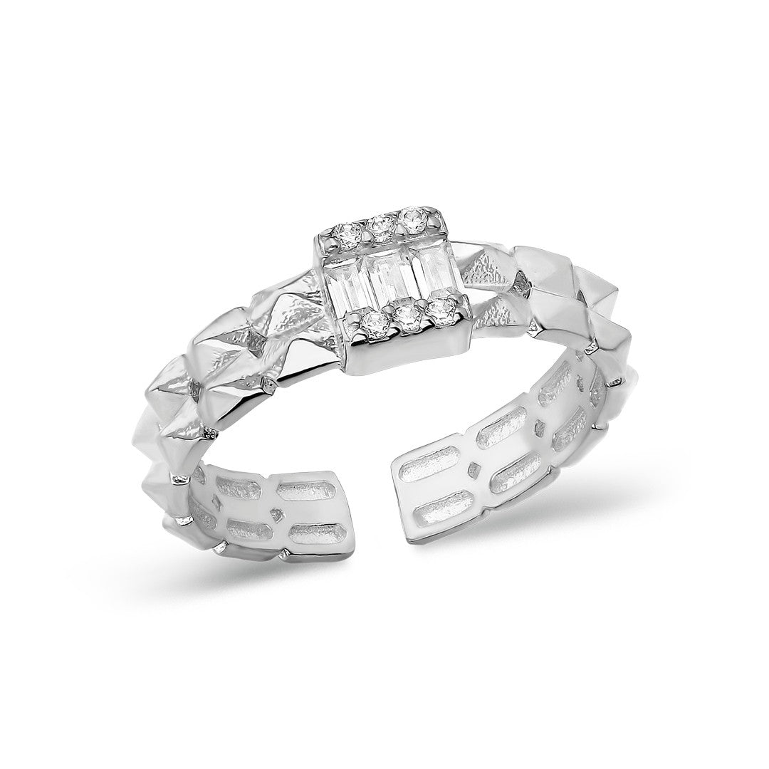 Stone Wave Design Ring - 925 SILVER
